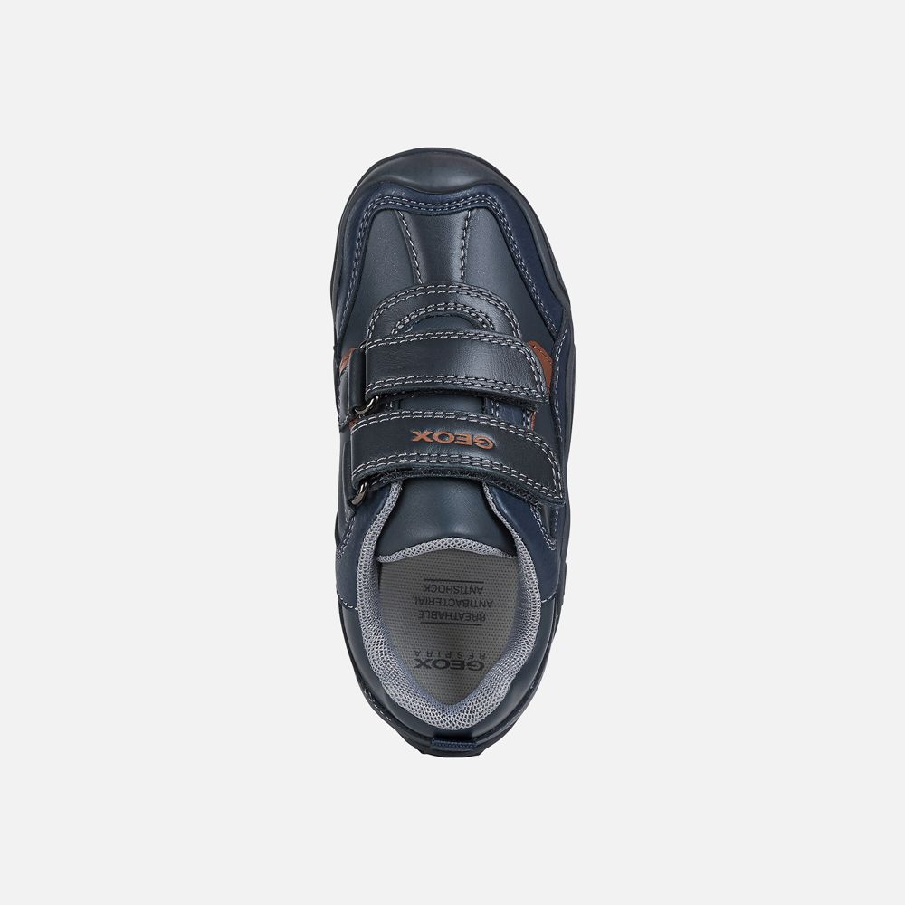 Geox Erkek Çocuk Spor Ayakkabı Lacivert/Kahverengi - Wader - DGB-524179